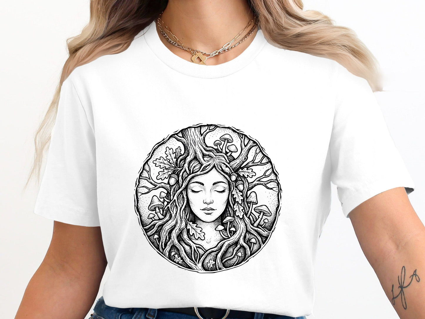 Nature Goddess Portrait Line Art Tee