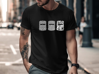 The Three Helmets: Ned Kelly Pattern T-Shirt