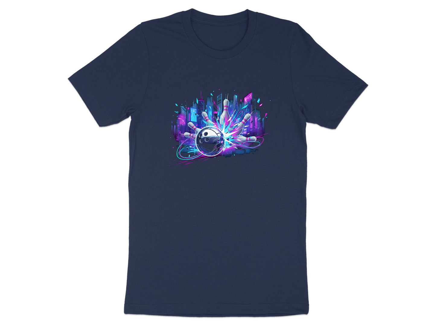 Cyberpunk Neon Bowling Strike Graphic Tee