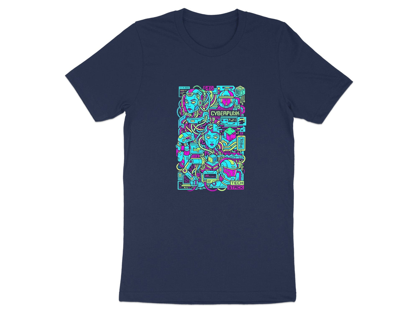 Cyberpunk Tech Stack Neon Maze T-Shirt