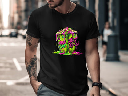 Cyberpunk Neon Slime Popcorn T-Shirt