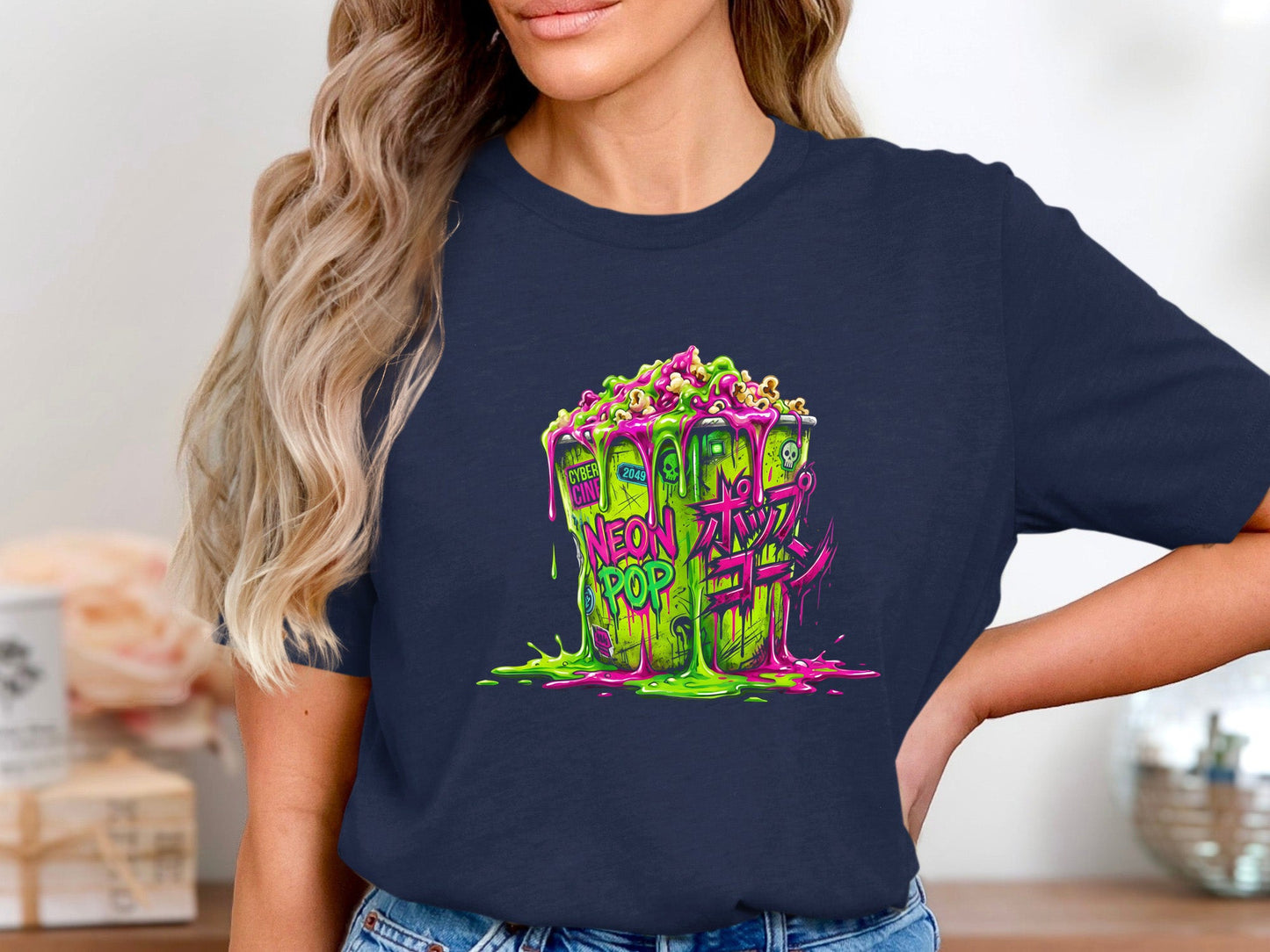 Cyberpunk Neon Slime Popcorn T-Shirt