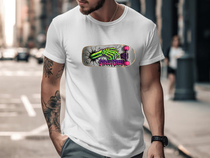 Street Creep Skeleton Hand Skateboard T-Shirt