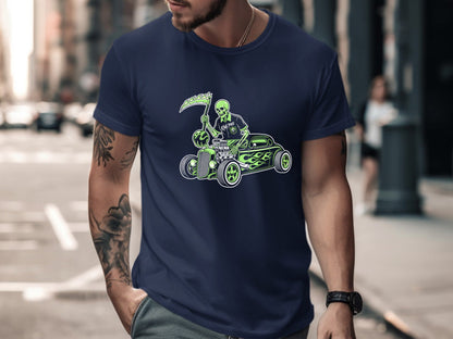 Bowling Reaper Hot Rod Skeleton T-Shirt
