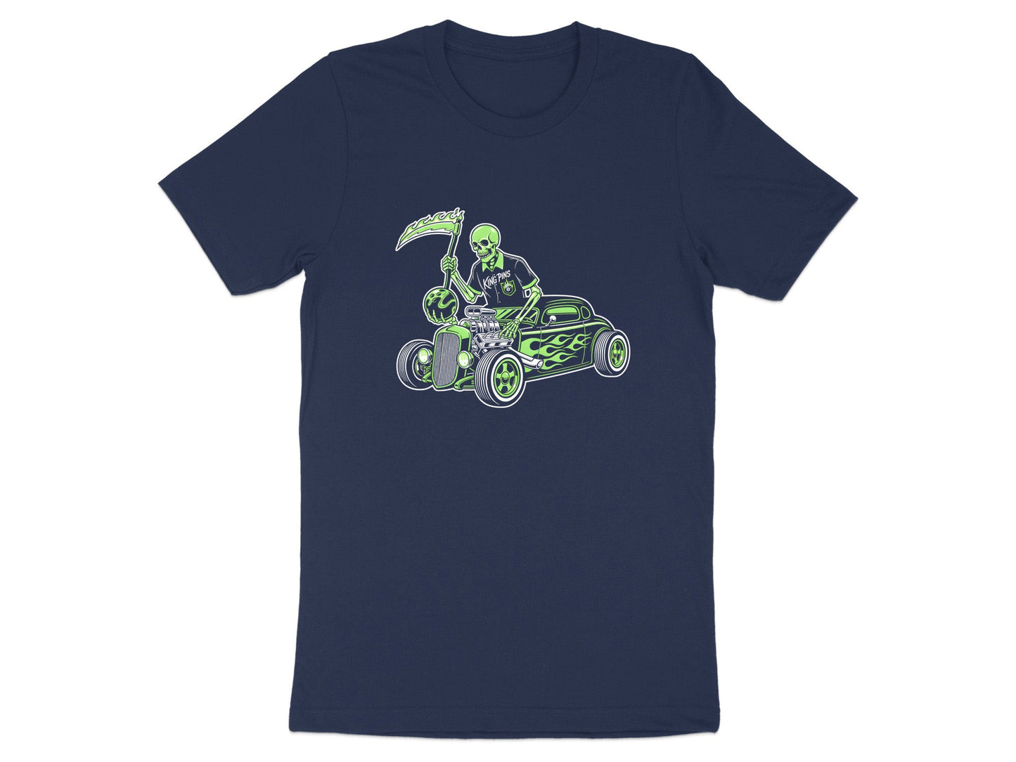 Bowling Reaper Hot Rod Skeleton T-Shirt