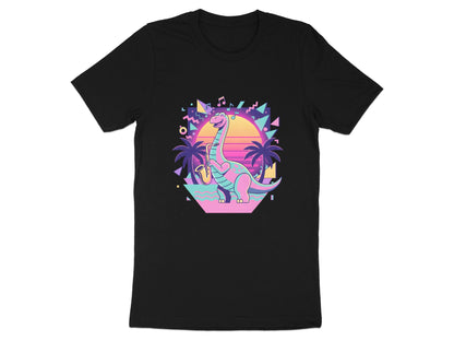 Neon Saxophone Dinosaur T-Shirt - 80s Synthwave Vibes
