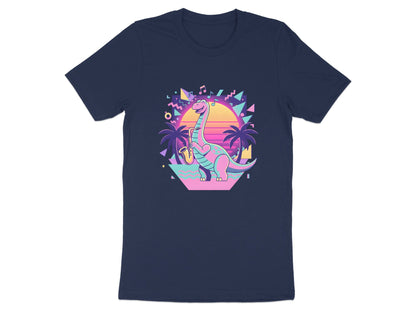 Neon Saxophone Dinosaur T-Shirt - 80s Synthwave Vibes