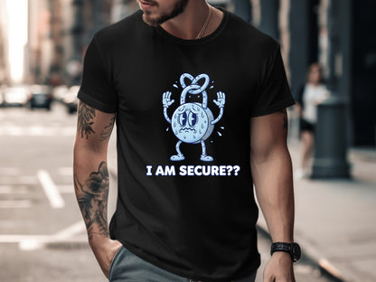Nervous Padlock Security Humor T-Shirt - Blue Graphic  Tee