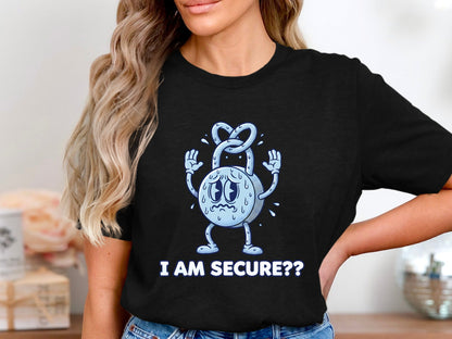 Nervous Padlock Security Humor T-Shirt - Blue Graphic  Tee