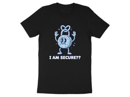 Nervous Padlock Security Humor T-Shirt - Blue Graphic  Tee