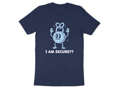 Nervous Padlock Security Humor T-Shirt - Blue Graphic  Tee