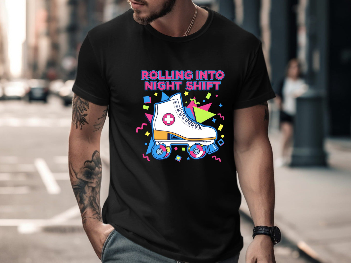 Rolling Into Night Shift T-Shirt - Retro 80s Medical Tee