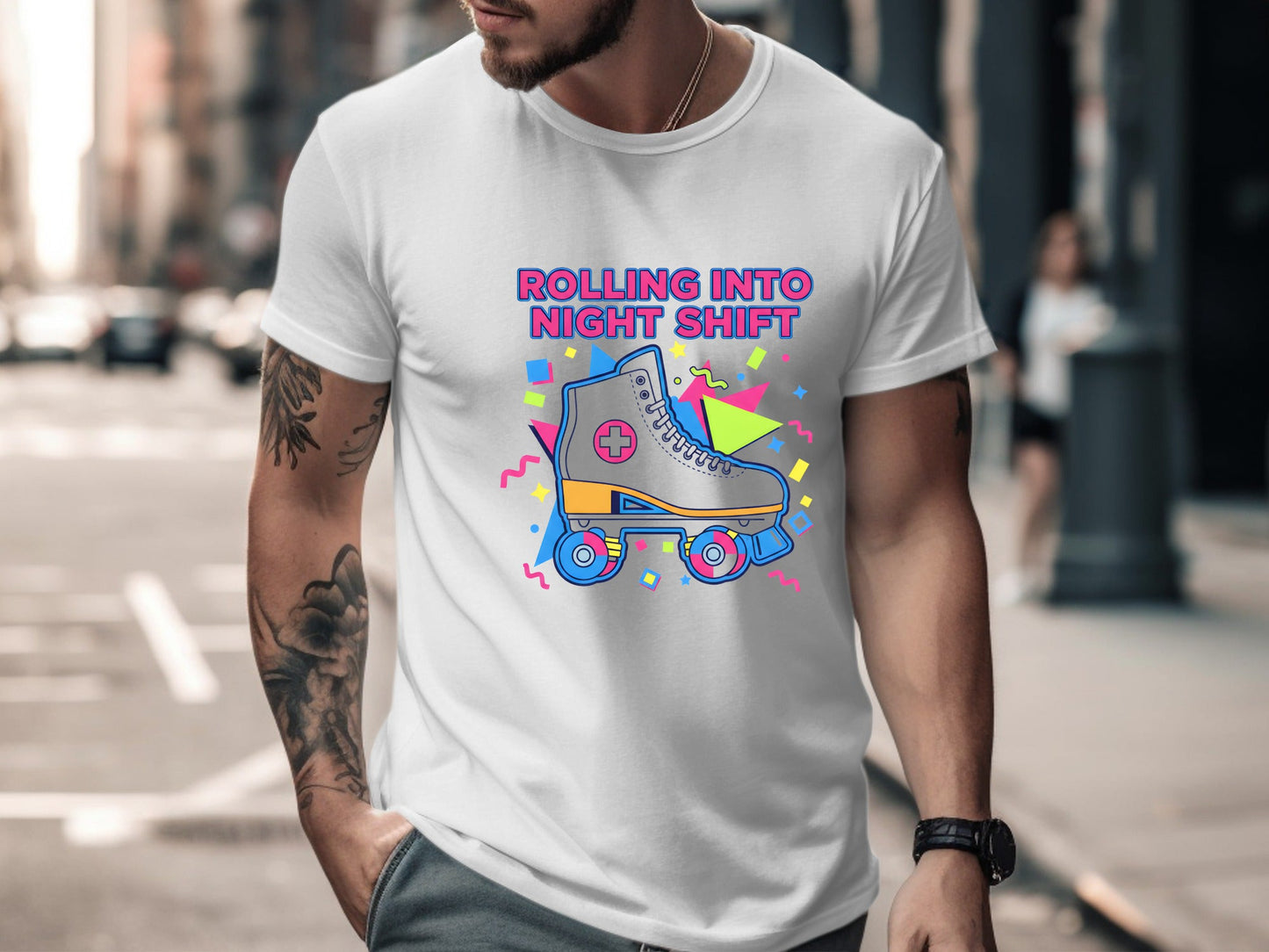 Rolling Into Night Shift T-Shirt - Retro 80s Medical Tee