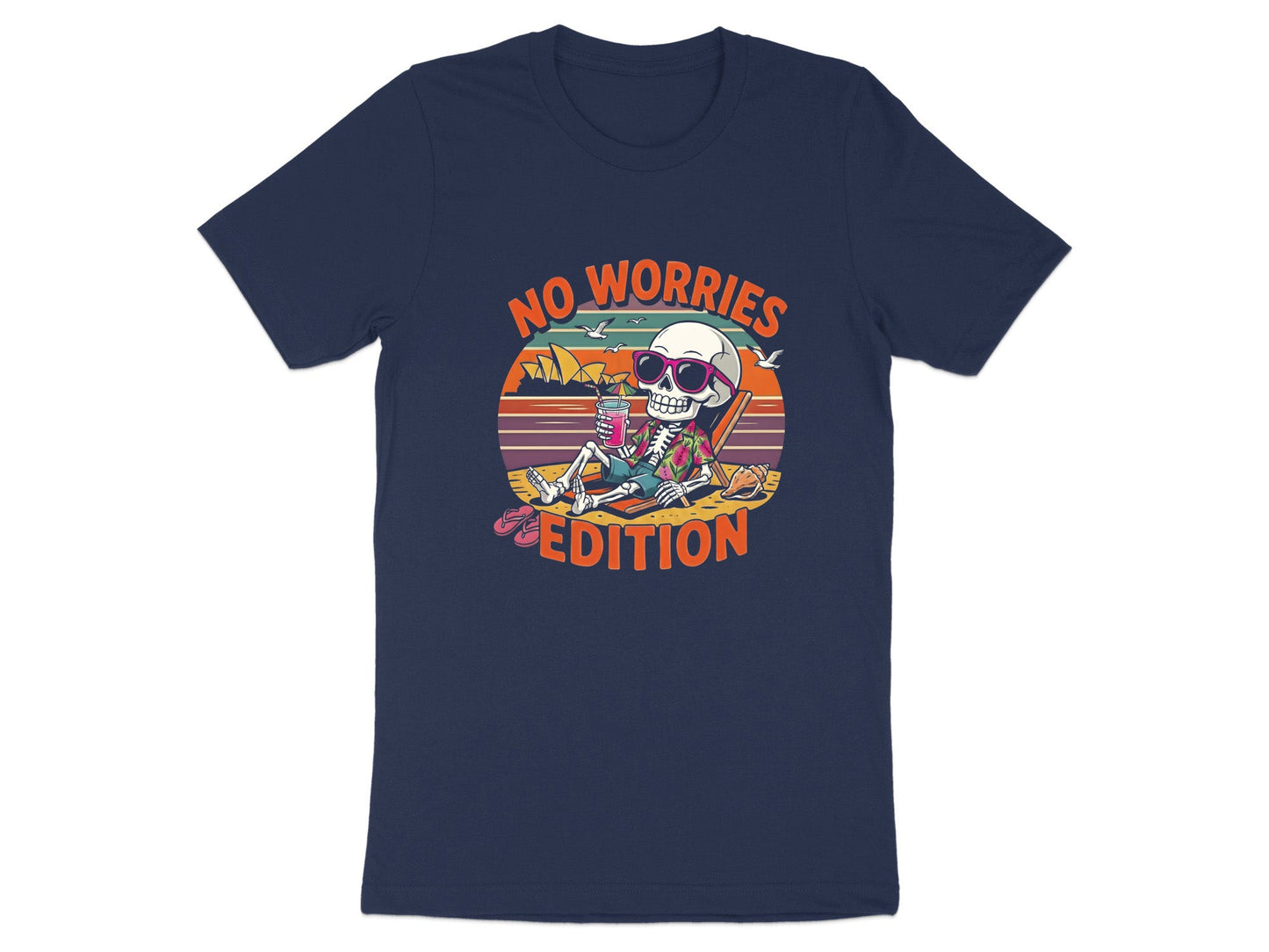 No Worries Edition Skeleton T-Shirt | Sydney Sunset Beach Tee