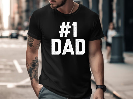 Number One Dad Classic Athletic Typography Tee