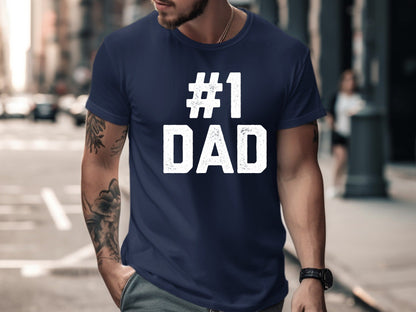 Number One Dad Classic Athletic Typography Tee