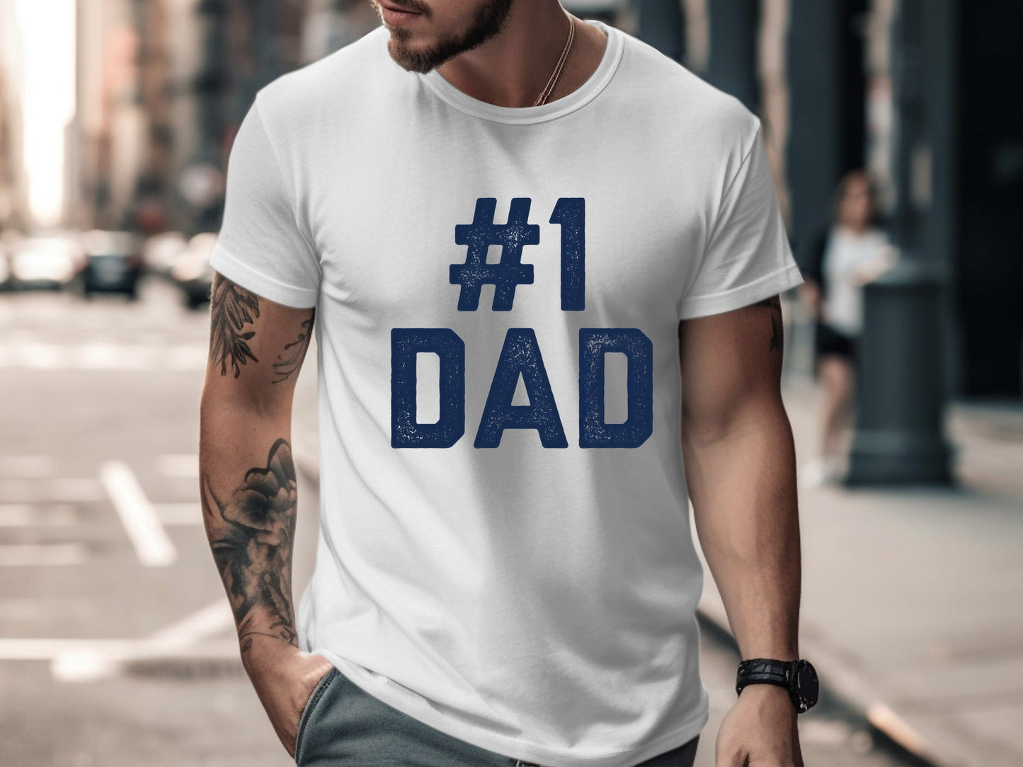 Number One Dad Classic Athletic Typography Tee