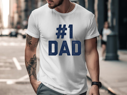 Number One Dad Classic Athletic Typography Tee