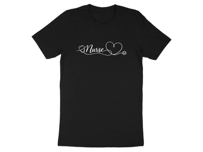 Nurse Cursive Heart Stethoscope T-Shirt - Elegant Tee