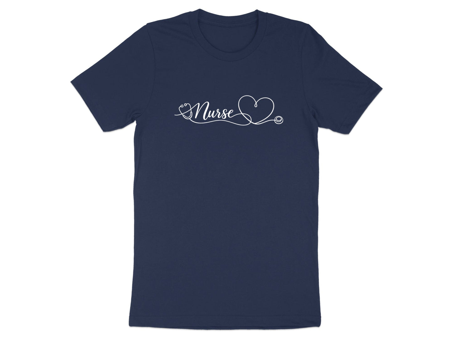 Nurse Cursive Heart Stethoscope T-Shirt - Elegant Tee