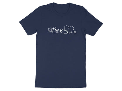 Nurse Cursive Heart Stethoscope T-Shirt - Elegant Tee