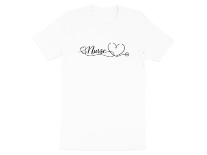 Nurse Cursive Heart Stethoscope T-Shirt - Elegant Tee
