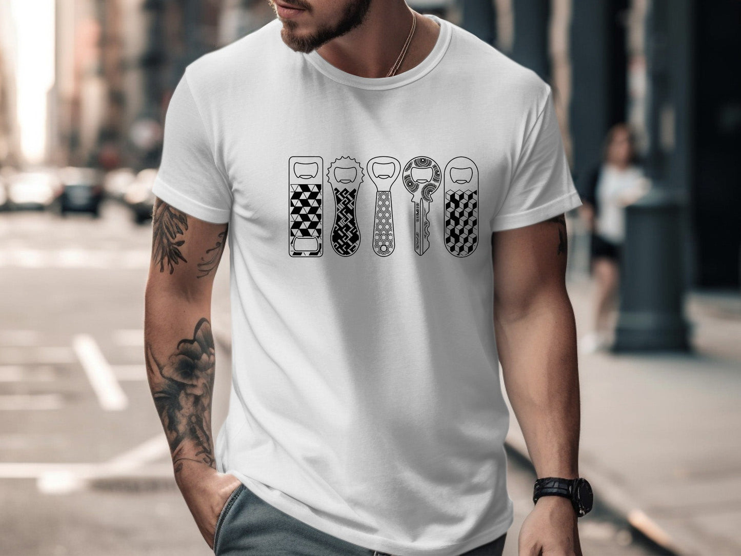 Patterned Bottle Opener Row T-Shirt