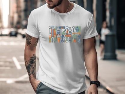 Retro Bottle Opener Pattern T-Shirt