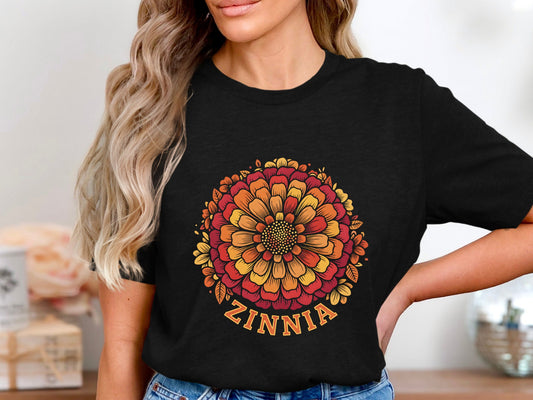 Vintage Zinnia Floral Graphic T-Shirt