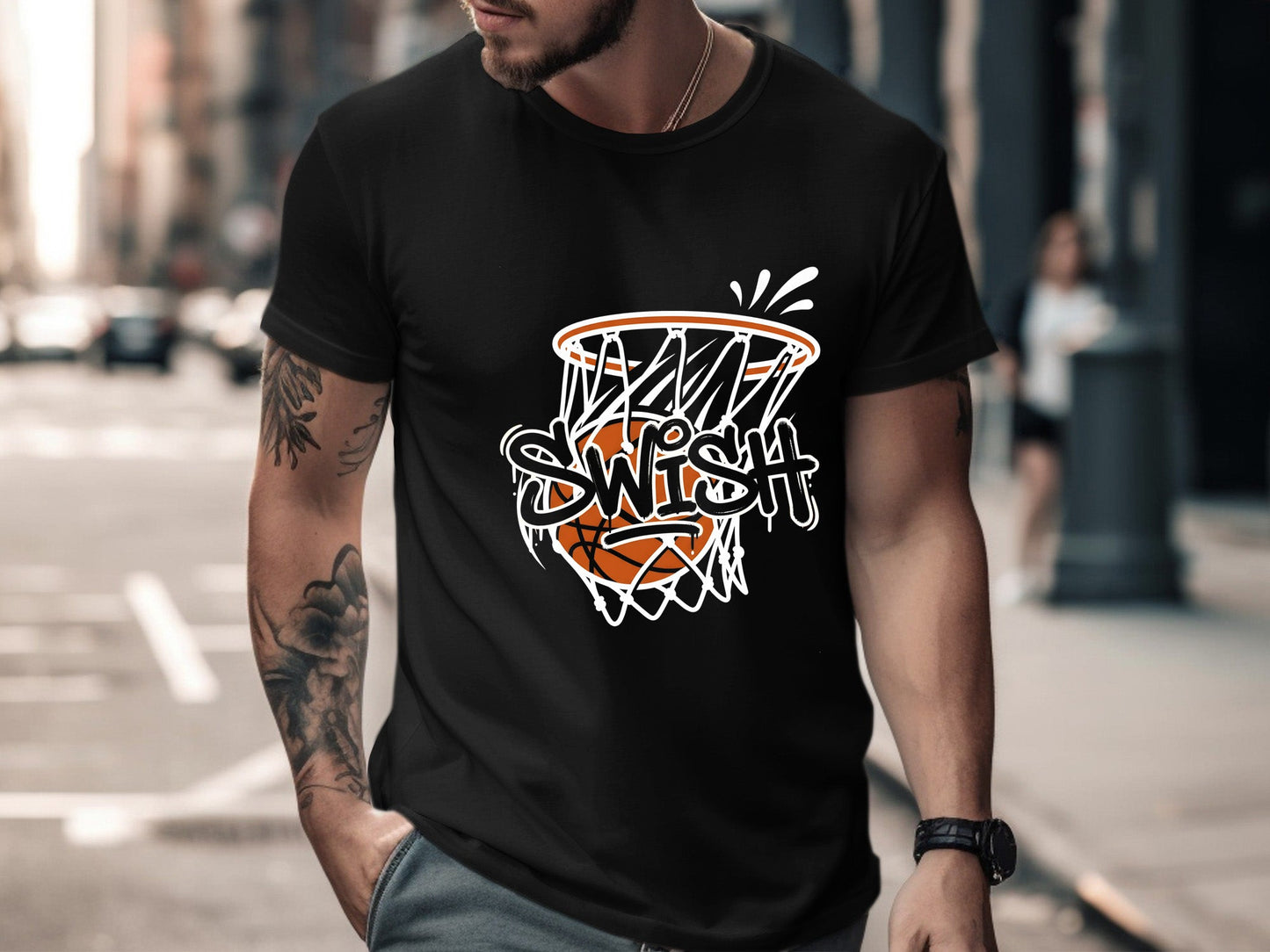 Swish Basketball Hoop Graffiti Graphic Tee