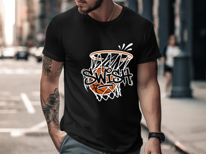 Swish Basketball Hoop Graffiti Graphic Tee