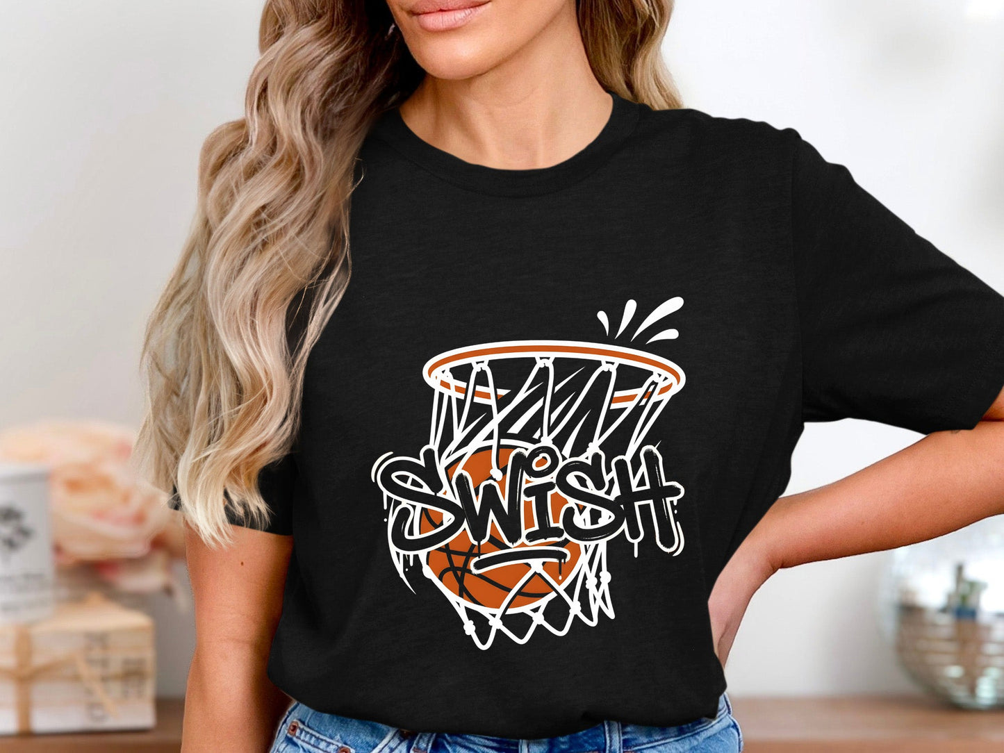 Swish Basketball Hoop Graffiti Graphic Tee