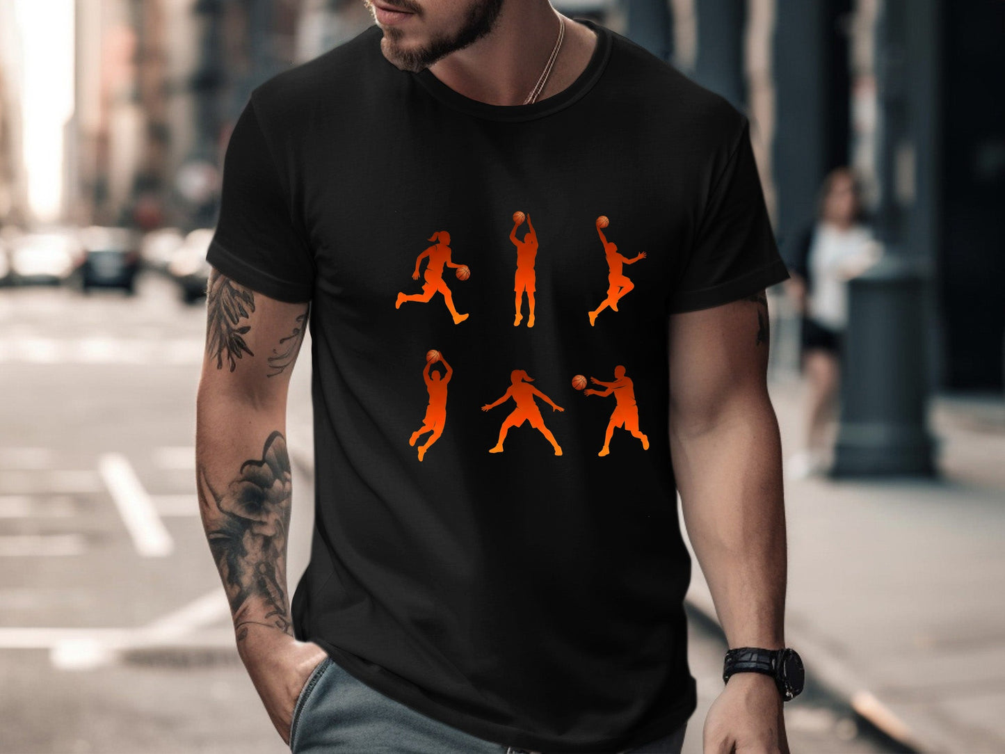 Basketball Skills Action Silhouette Multi-Print Tee