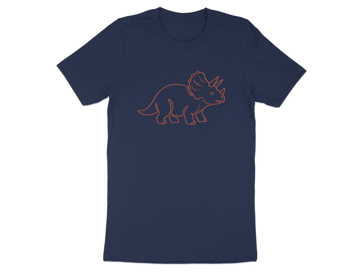 Minimalist Orange Triceratops Outline T-Shirt - Cute Dino Style
