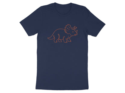 Minimalist Orange Triceratops Outline T-Shirt - Cute Dino Style