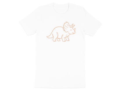 Minimalist Orange Triceratops Outline T-Shirt - Cute Dino Style