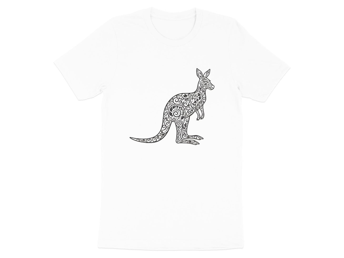 Ornate Floral Kangaroo Mandala T-Shirt | Australian Wildlife Art