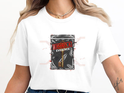 Exhibit A Evidence T-Shirt - Cyberpunk Key Graphic
