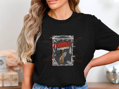 Exhibit A Evidence T-Shirt - Cyberpunk Key Graphic