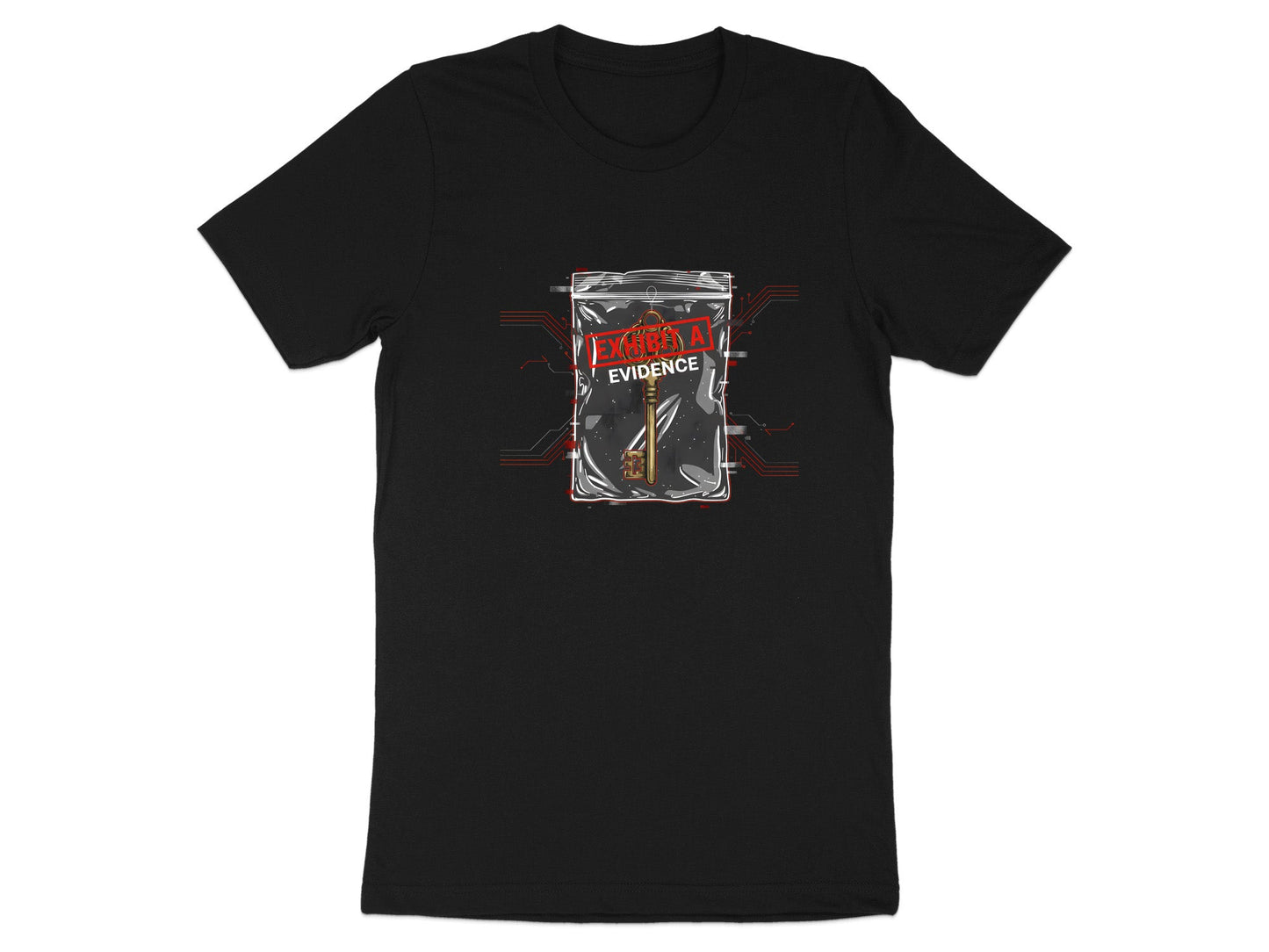 Exhibit A Evidence T-Shirt - Cyberpunk Key Graphic