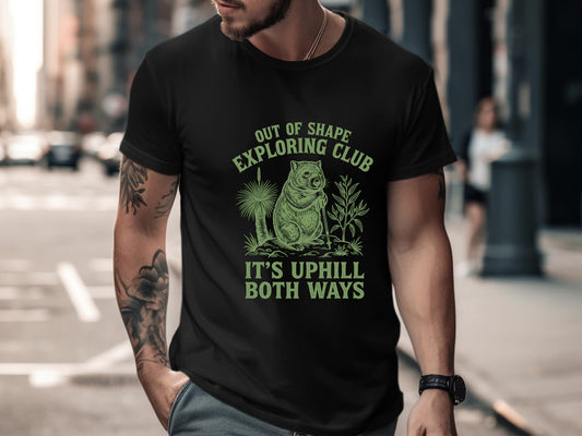 Out of Shape Exploring Club Wombat Funny Hiking T-Shirt