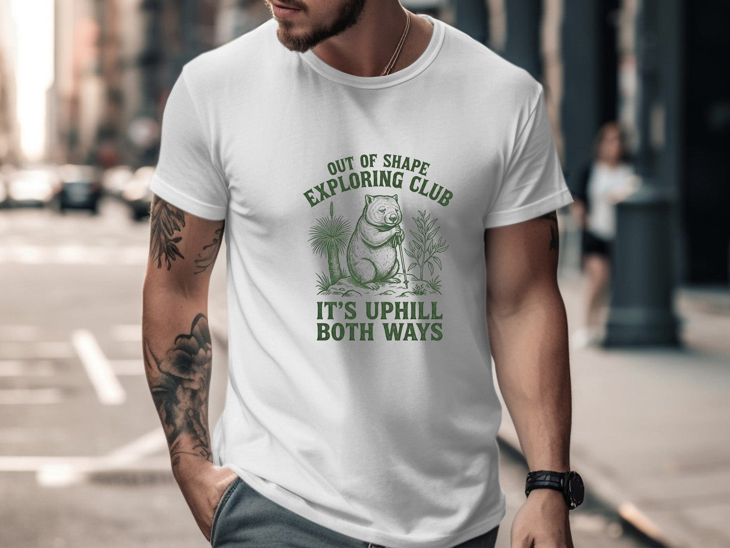 Out of Shape Exploring Club Wombat Funny Hiking T-Shirt