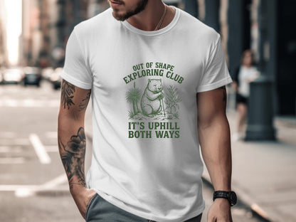 Out of Shape Exploring Club Wombat Funny Hiking T-Shirt