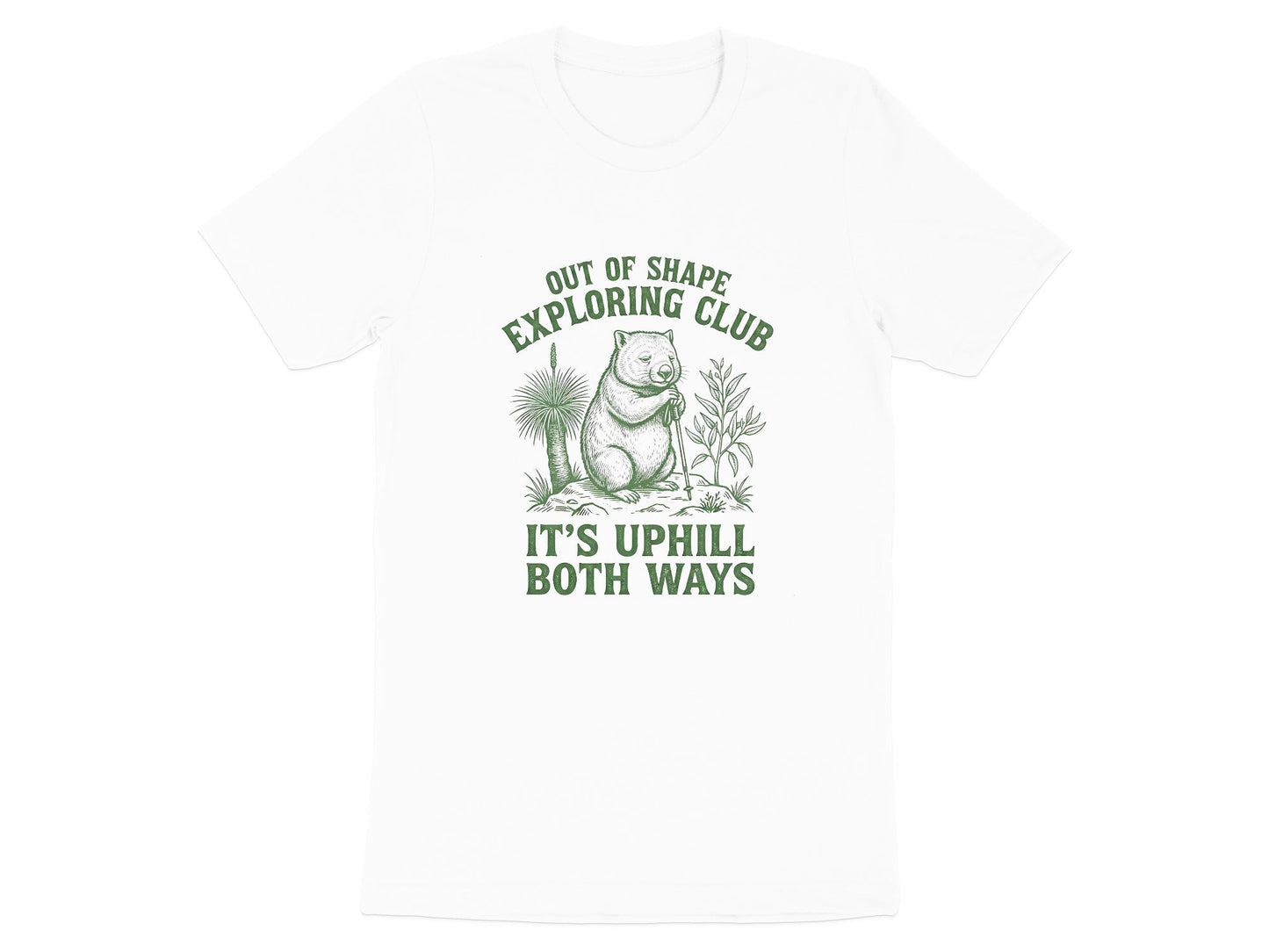 Out of Shape Exploring Club Wombat Funny Hiking T-Shirt