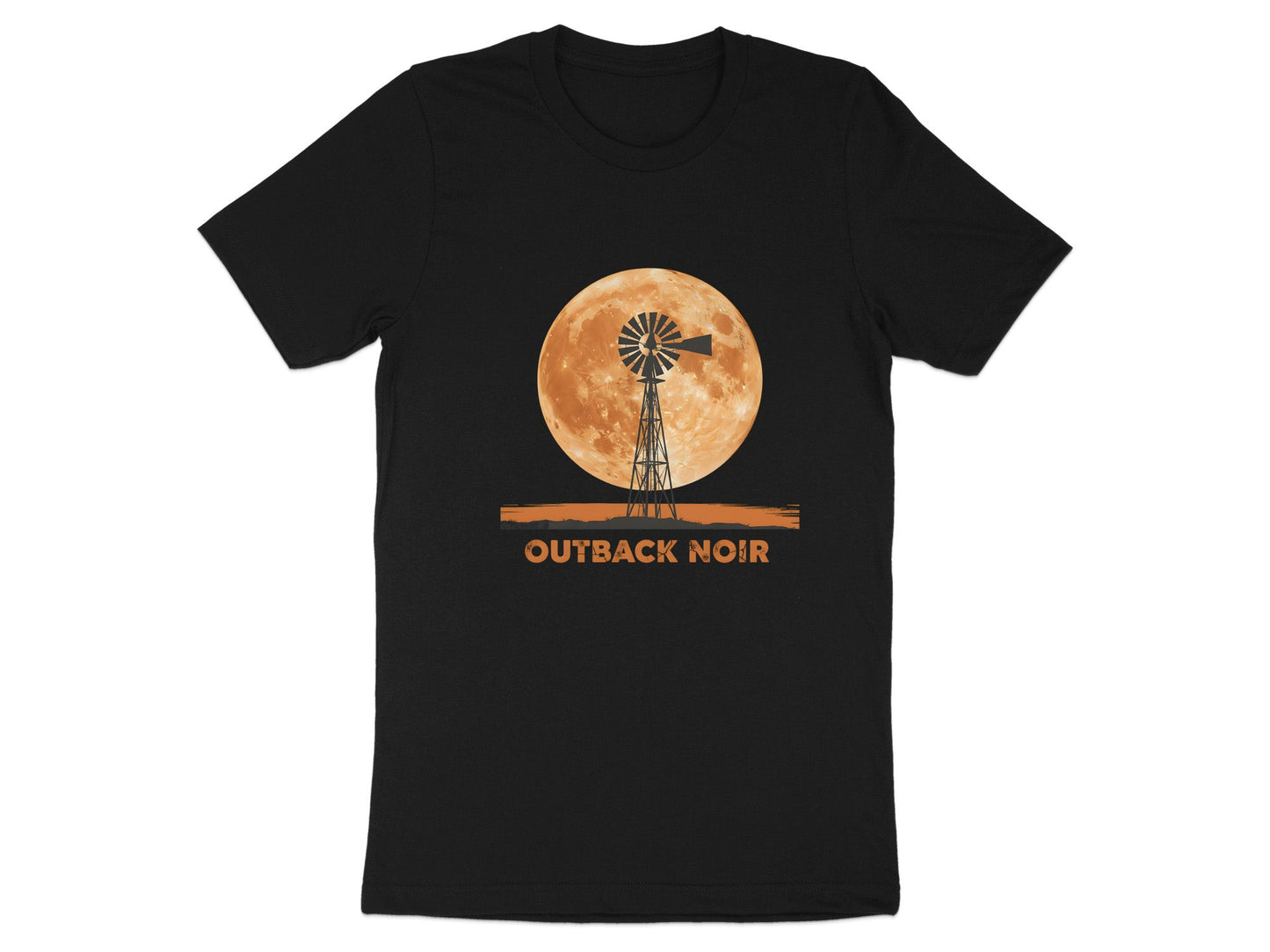 Outback Noir Windmill T-Shirt - Australian Harvest Moon Tee