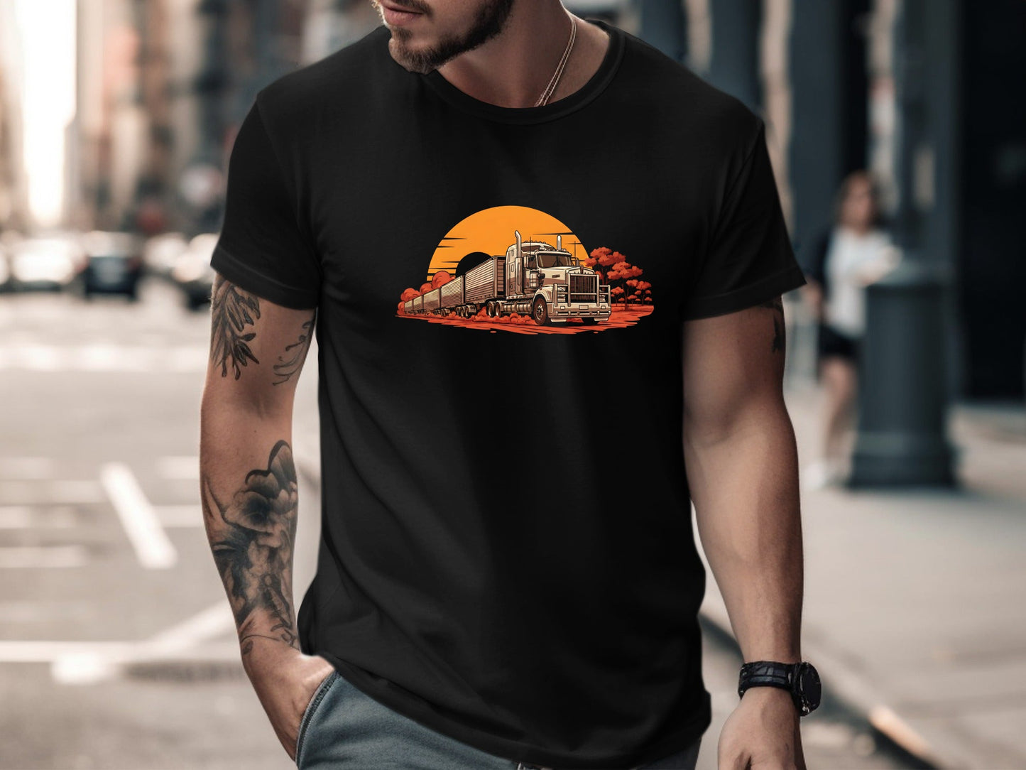 Outback Road Train Sunset Graphic T-Shirt