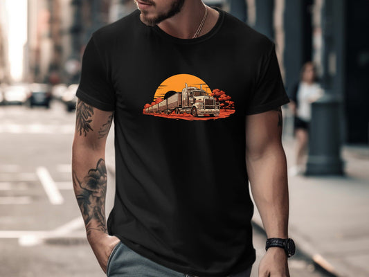Outback Road Train Sunset Graphic T-Shirt