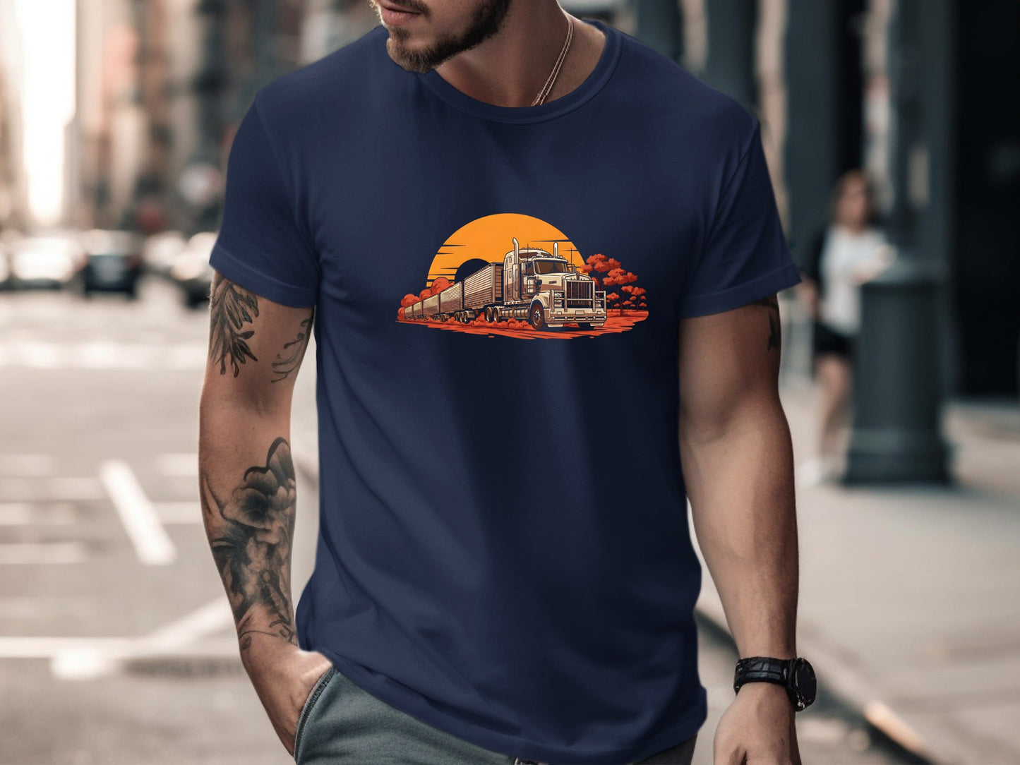 Outback Road Train Sunset Graphic T-Shirt