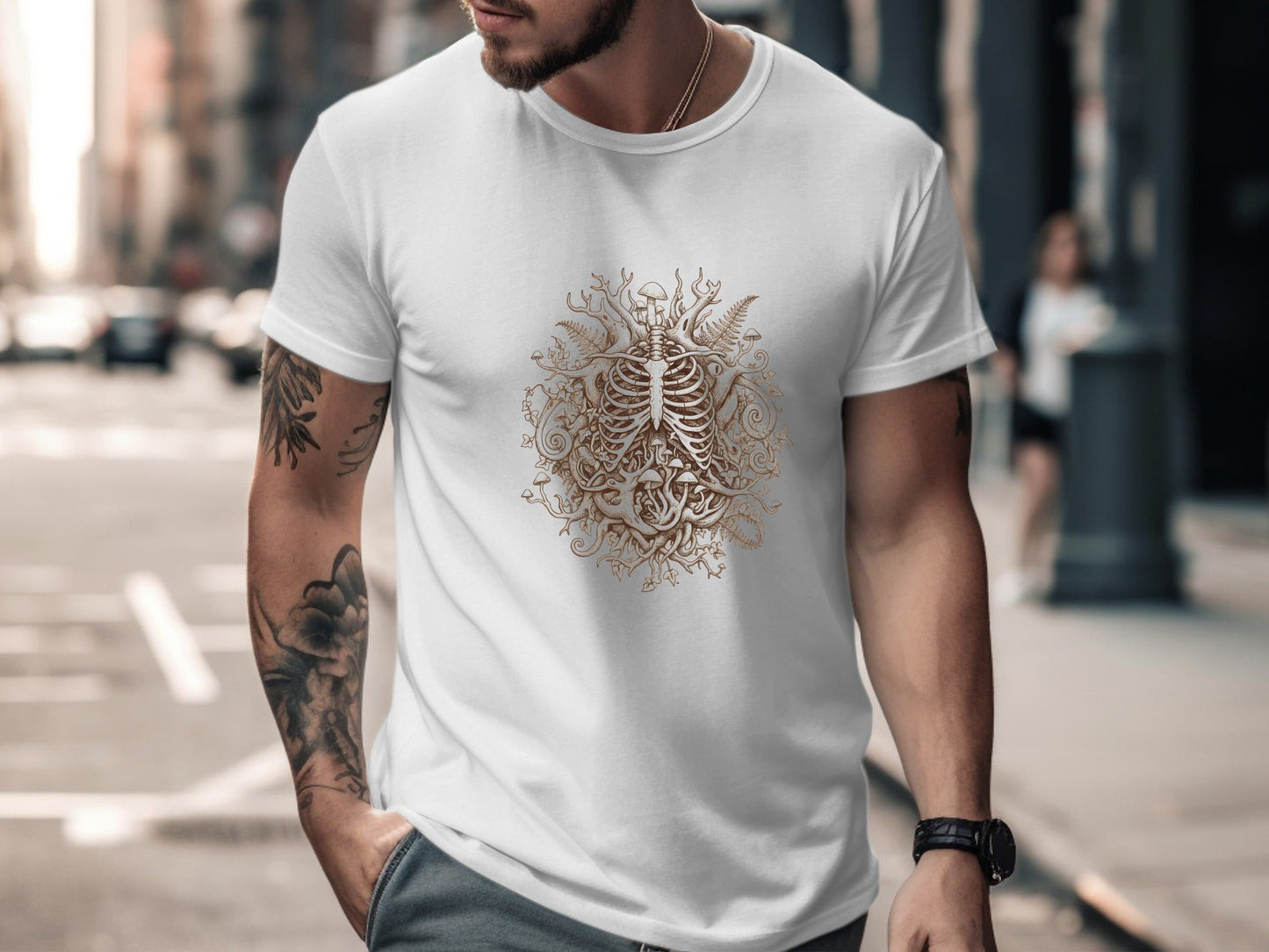 Overgrown Rib Cage Floral T-Shirt - Anatomical Botanical Art