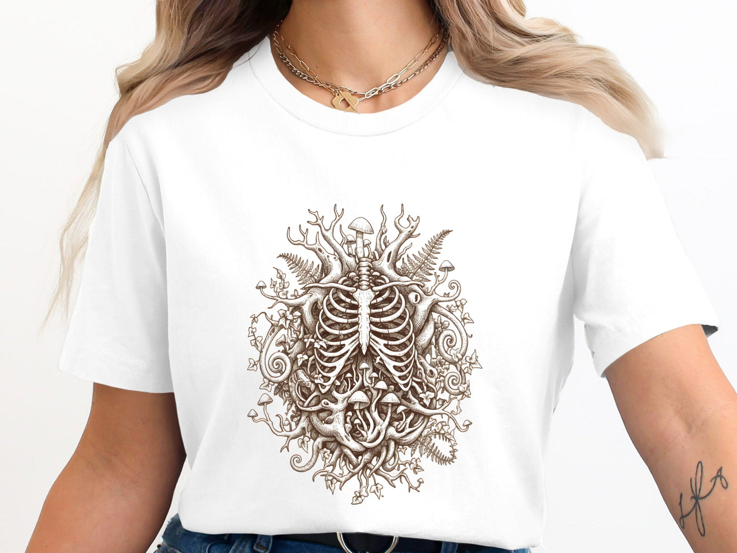 Overgrown Rib Cage Floral T-Shirt - Anatomical Botanical Art
